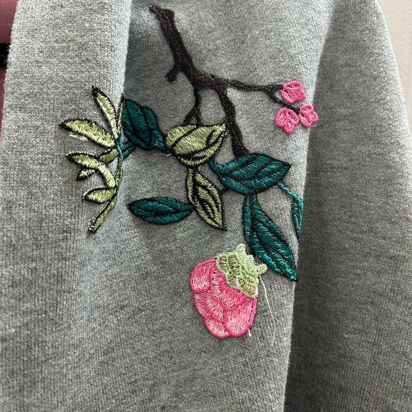 Gray Floral Embroidered Women's shawl with sleeve - Picture 2 of 4